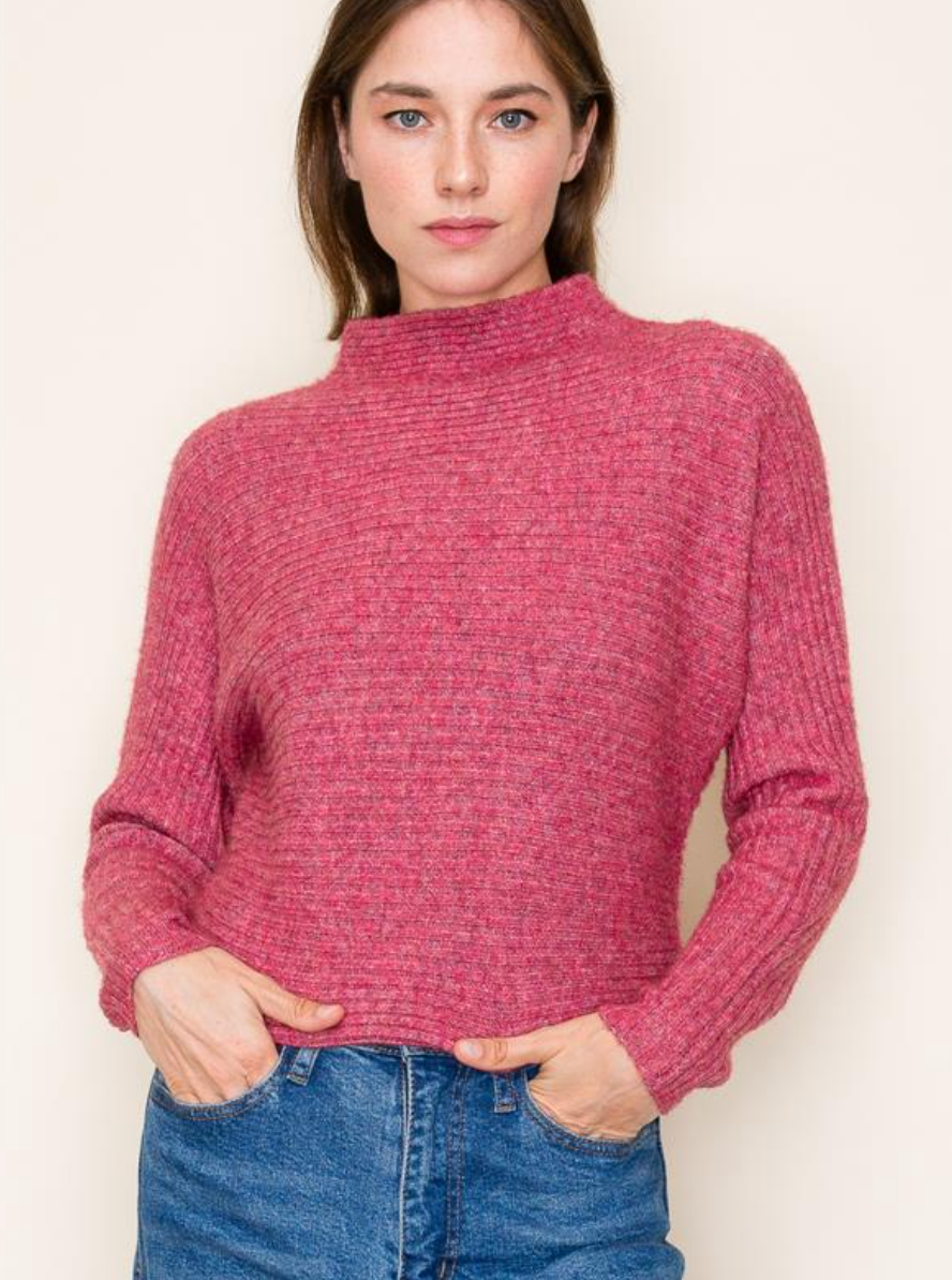 STC Ribbed Dolman Sweater-Berry