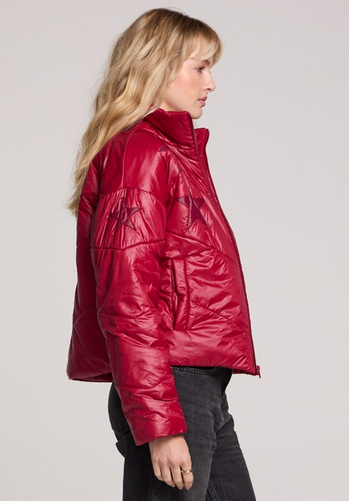 SWL Puffer Jacket w/Stars-Crimson