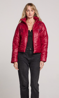 SWL Puffer Jacket w/Stars-Crimson