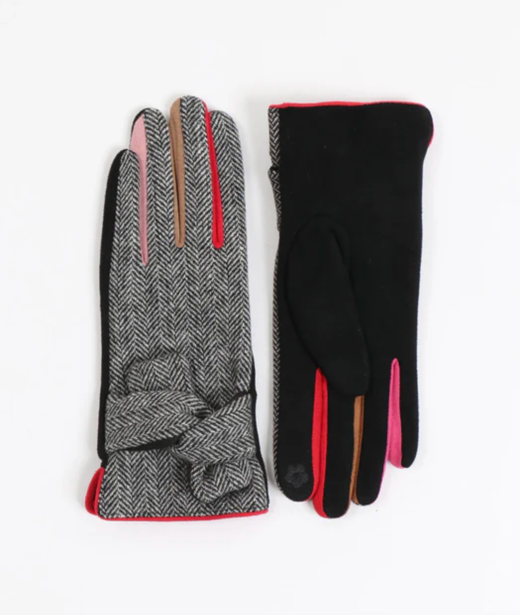 Herringbone Gloves w/Contrast Fingers