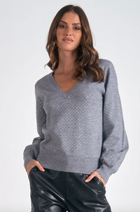 ELN Vneck Rinestone Sweater