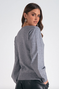 ELN Vneck Rinestone Sweater