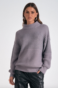 ELN Mock Neck Sweater-Grey