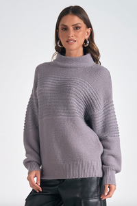 ELN Mock Neck Sweater-Grey