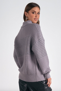 ELN Mock Neck Sweater-Grey