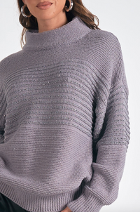 ELN Mock Neck Sweater-Grey