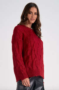 ELN Cableknit Sweater-Red