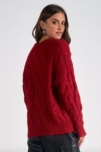 ELN Cableknit Sweater-Red