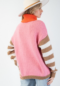 ESL Color Mix Sweater-Rose/Camel