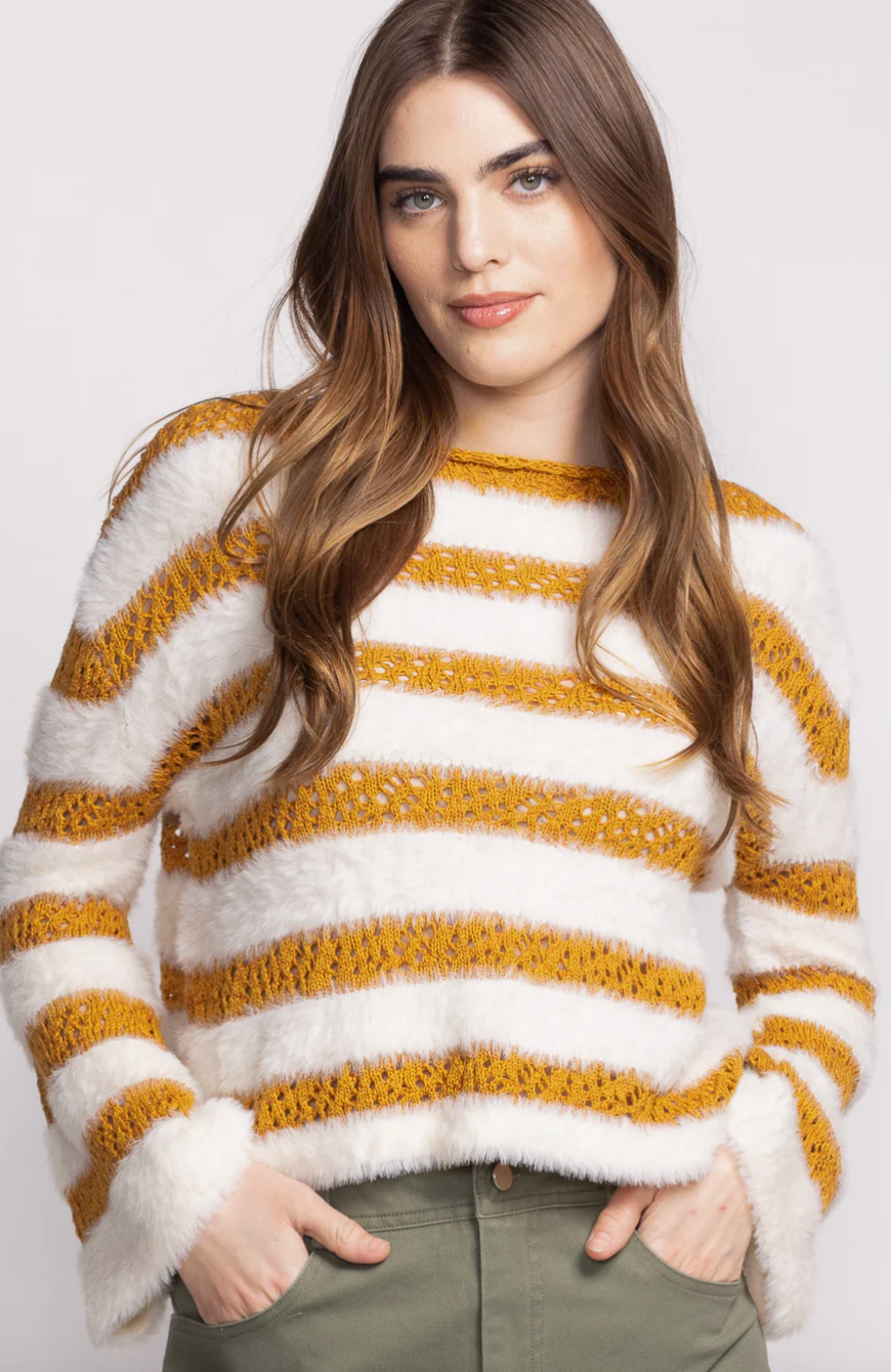 PM Striped Sweater-Mustard