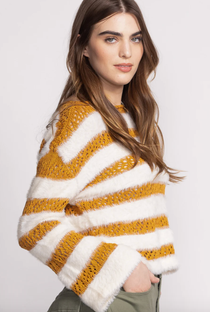 PM Striped Sweater-Mustard