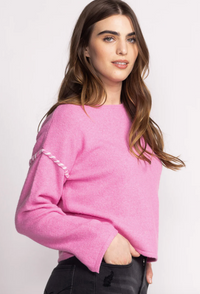 PM Contrast Stitch Sweater-Pink