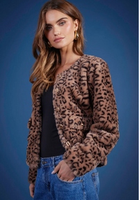 B+Y Leopard Faux Fur Jacket