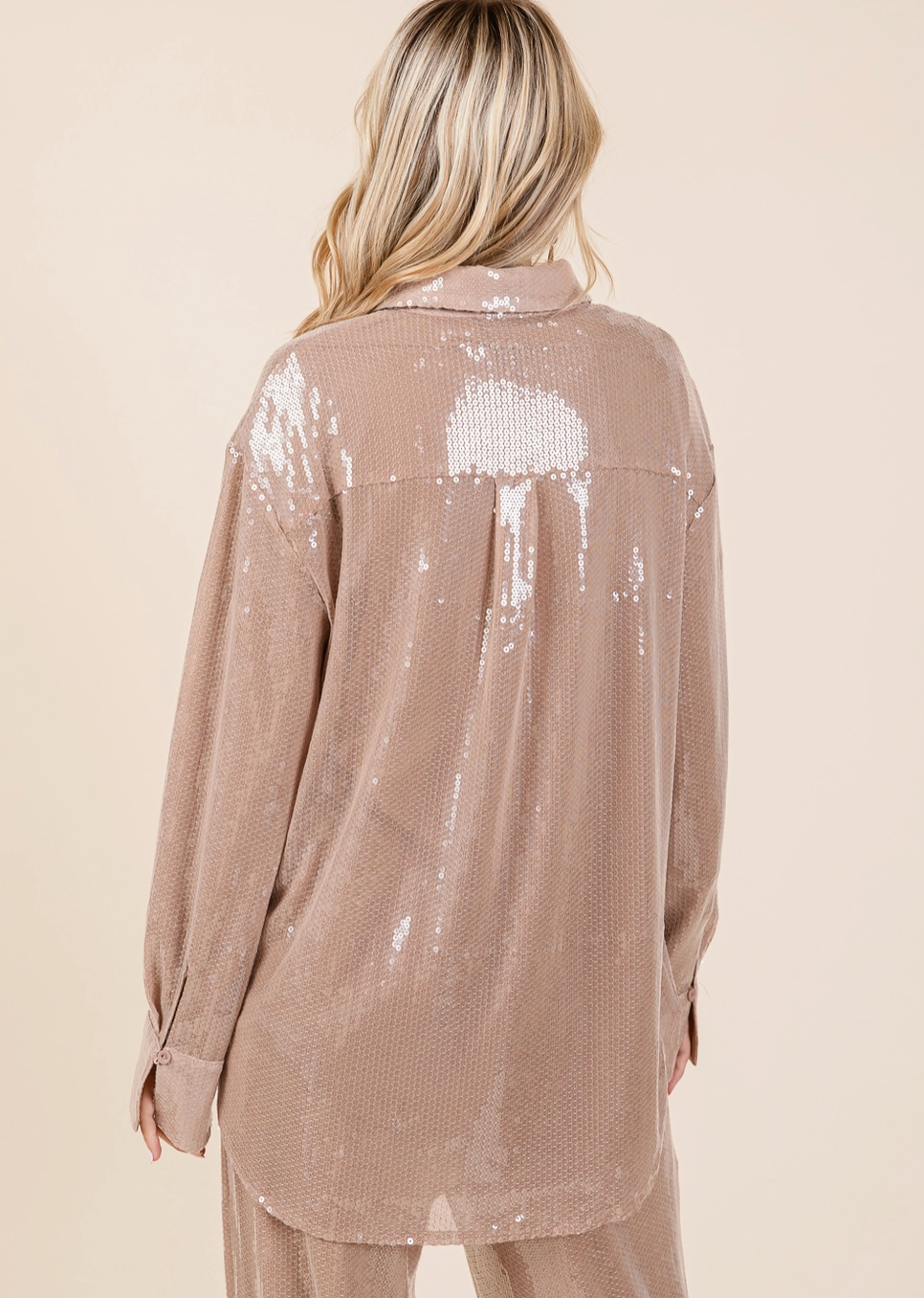 GG Sequin Oversized Button up Blouse