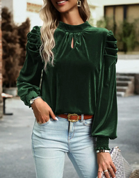 Puff Sleeve Velvet Blouse