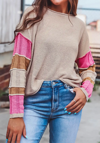 Colorblock Sleeve Sweater-DOORBUSTER