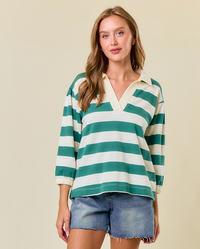 D&R Rugby Stripe Top-Green