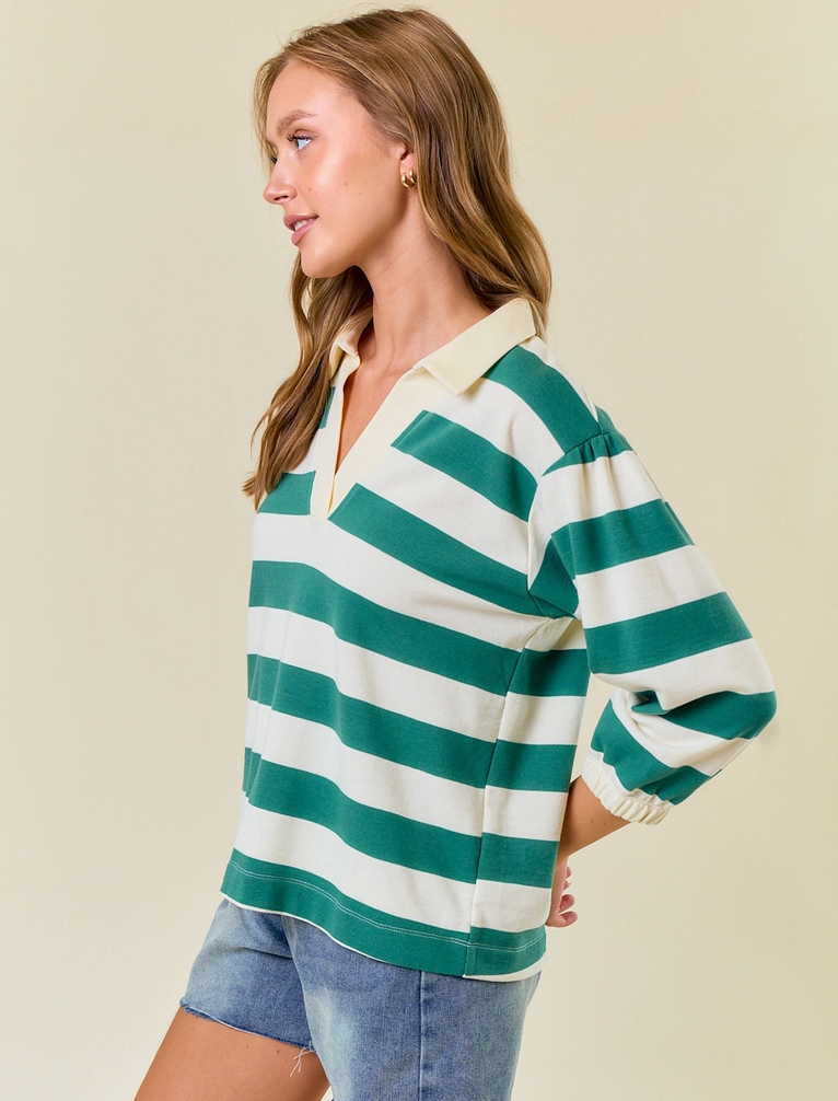 D&R Rugby Stripe Top-Green