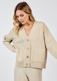 SS Classic Cardigan w/pockets-Stone