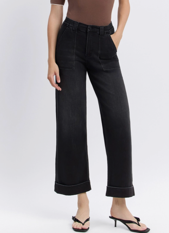 VET Cuffed Wide Jean-Black