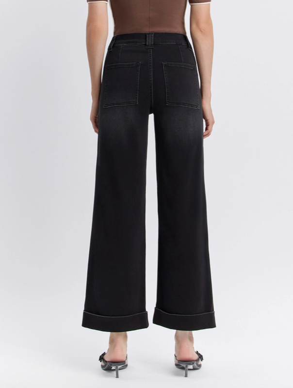 VET Cuffed Wide Jean-Black