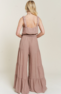 JBJ Tiered Jumpsuit-Taupe