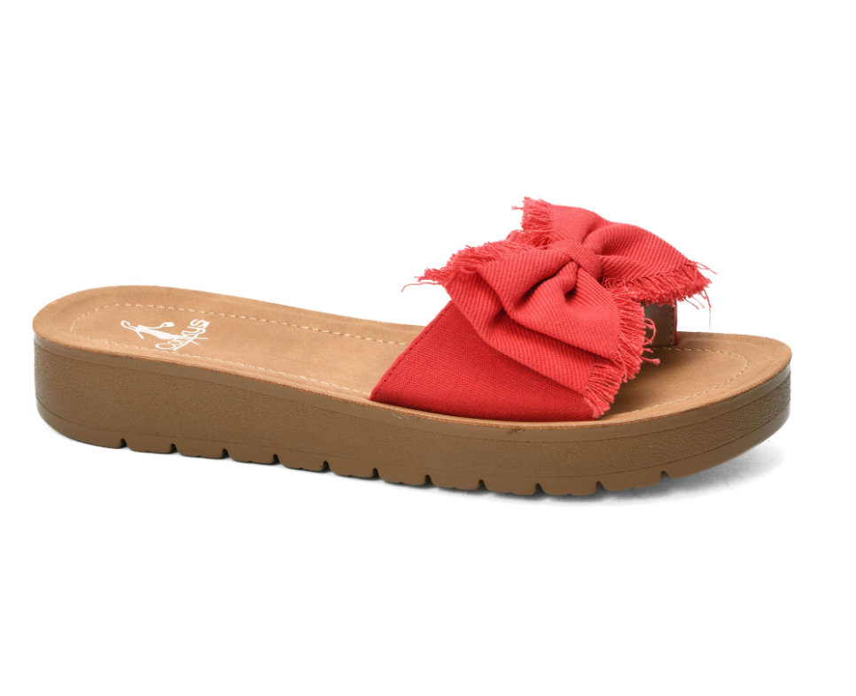 Canvas Slide Sandal-Red