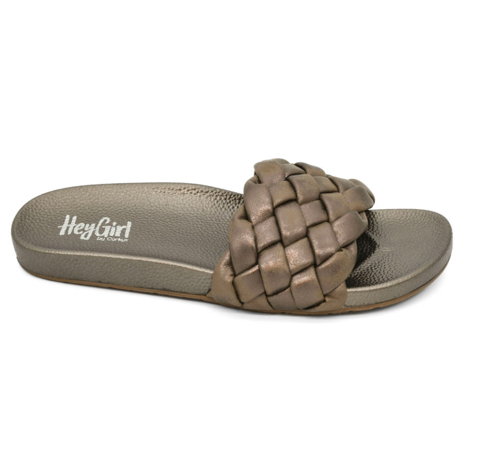 Woven Slide Sandal-Bronze