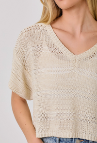 Open Knit Sweater-Off White