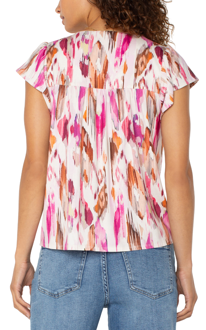 Watercolor Flutter Sleeve Top