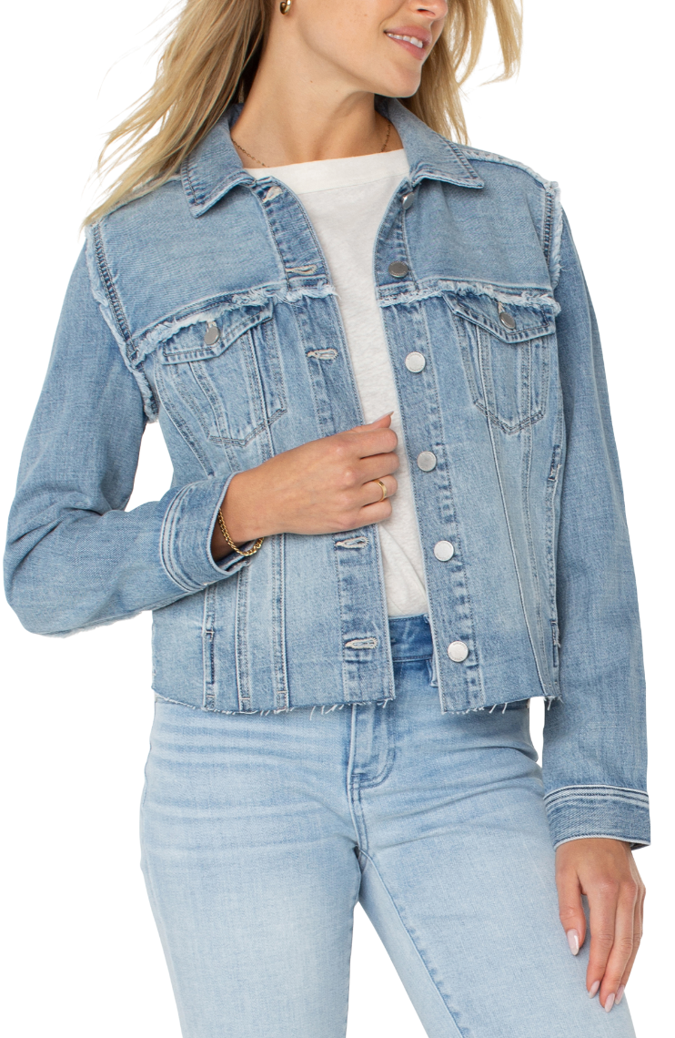 Multi Fray Denim Jacket