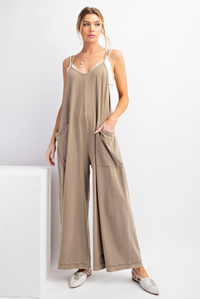 Spagehetti Strap Jumpsuit-Mocha