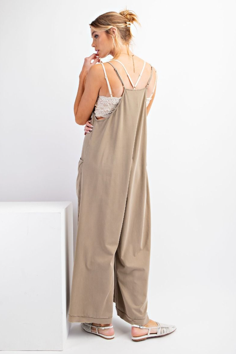 Spagehetti Strap Jumpsuit-Mocha