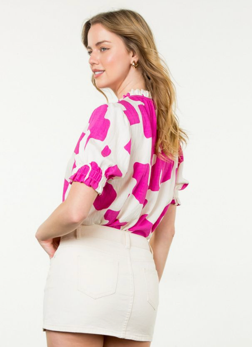 Abstract Printed Top-Pink