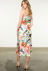 Abstract Print Satin Dress