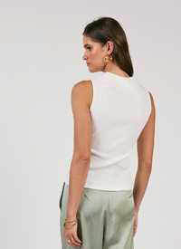 Mockneck Rib Tank-Cream