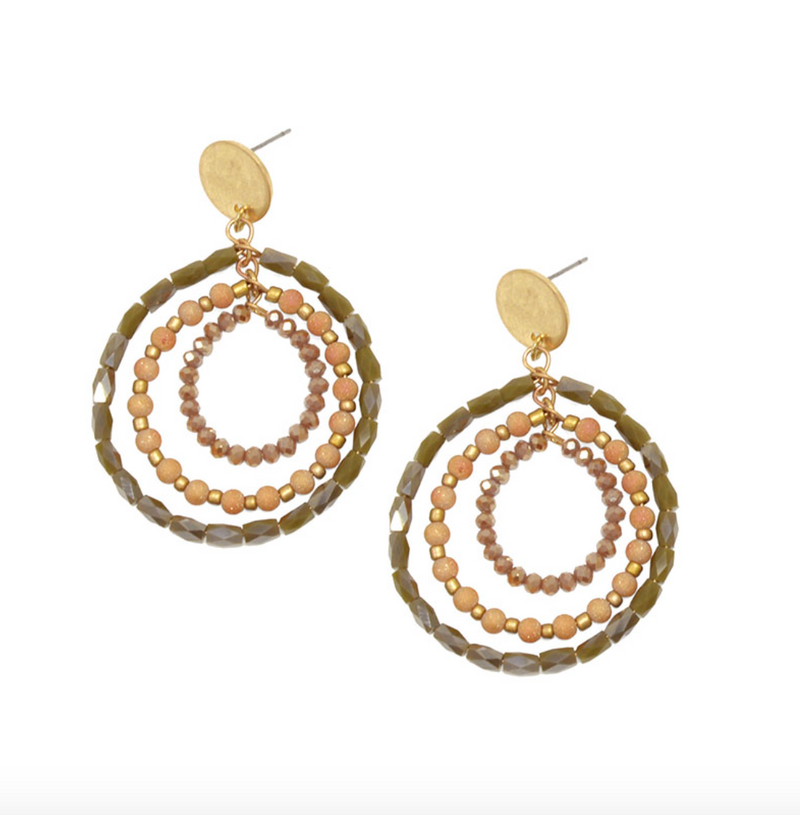 Triple Beaded Loop Earrings