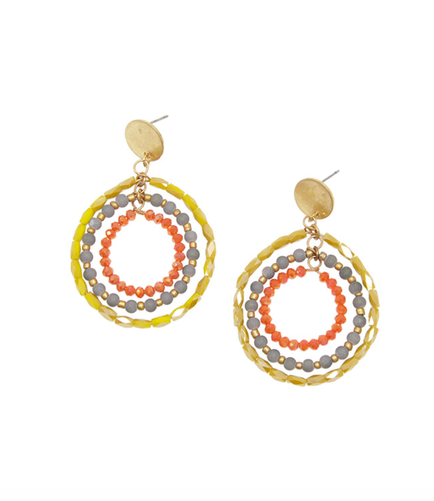 Triple Beaded Loop Earrings