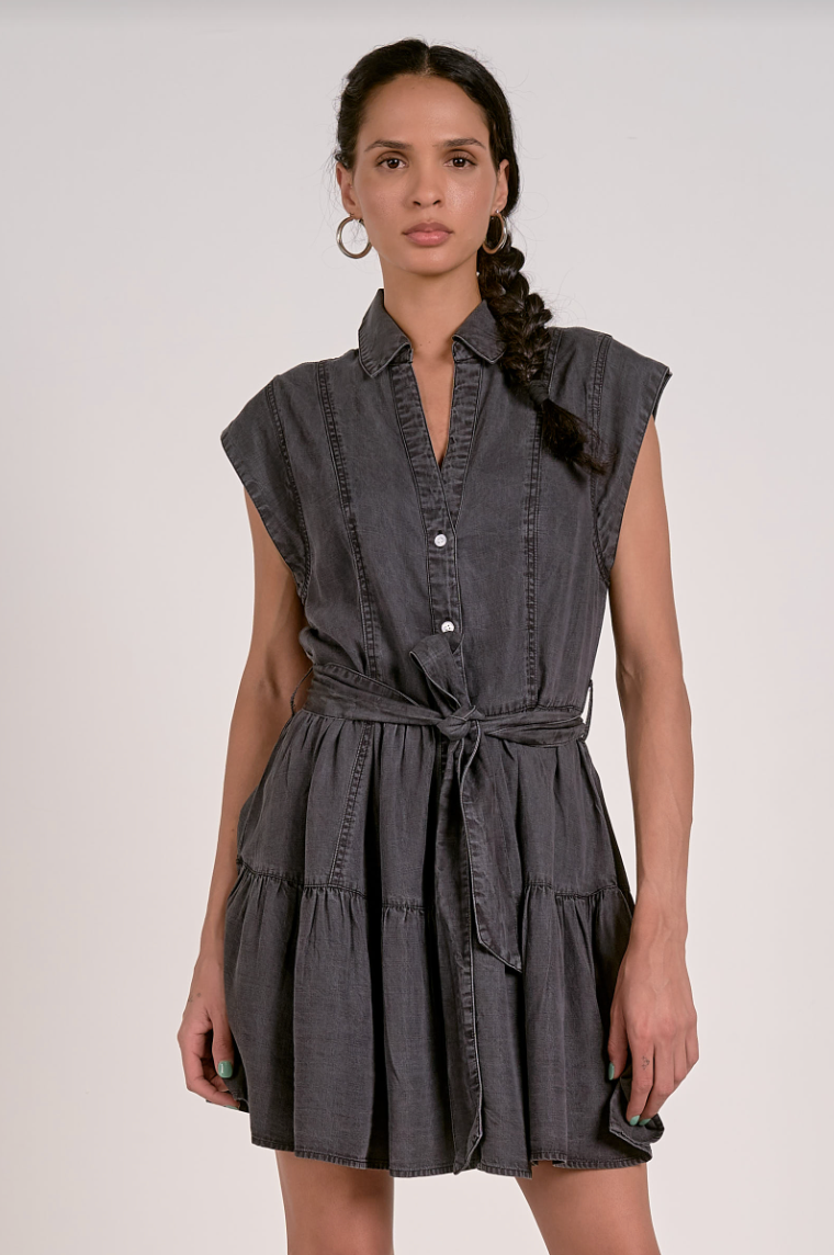 elan denim dress ELAN Women's Chambray Sleeveless Shirtdress - Blue - Size XL