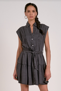 Black Washed Denim Dress