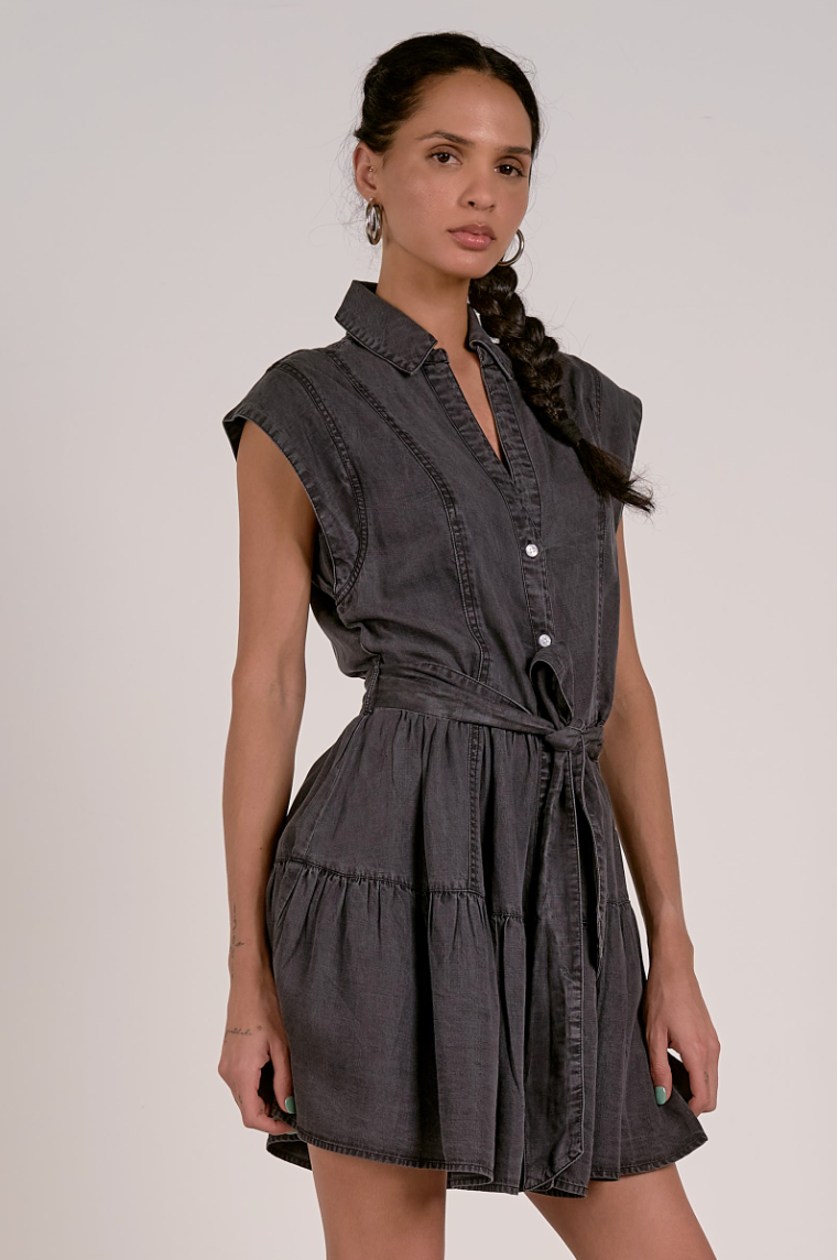 Black Washed Denim Dress