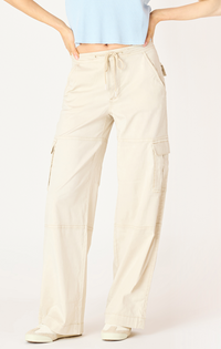 Khaki Wide Leg Cargo Pant