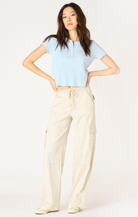 Khaki Wide Leg Cargo Pant