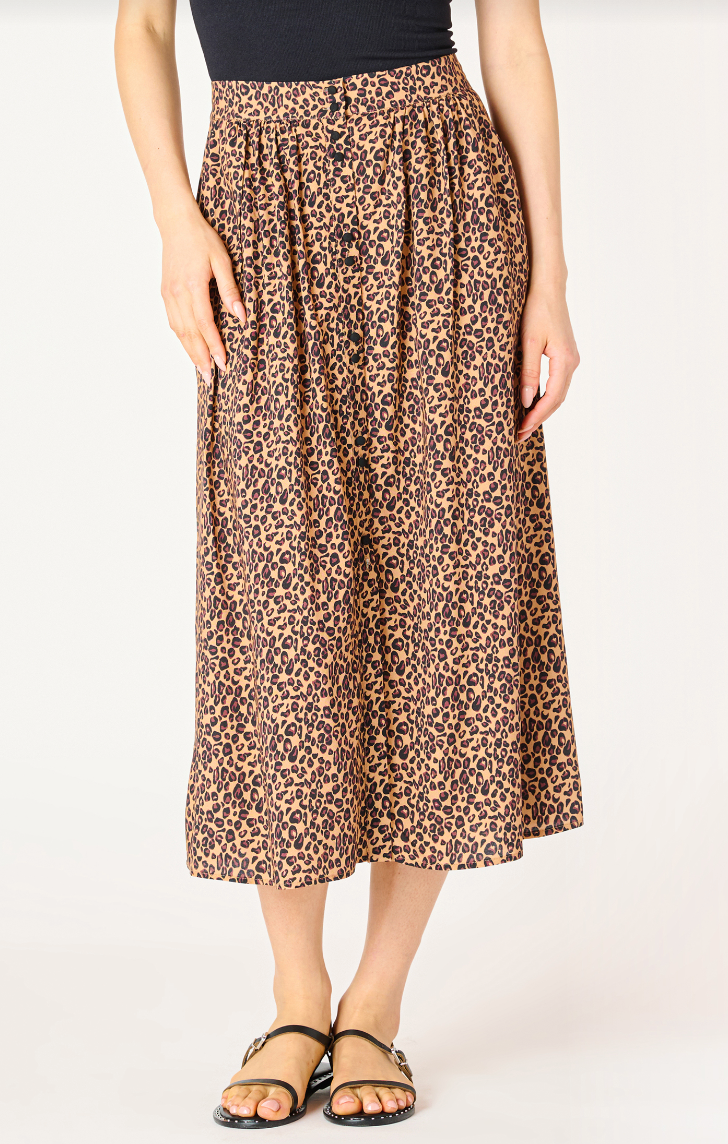 Leopard Print Midi Skirt