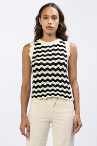 Scallop Stripe Crochet Tank