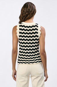 Scallop Stripe Crochet Tank