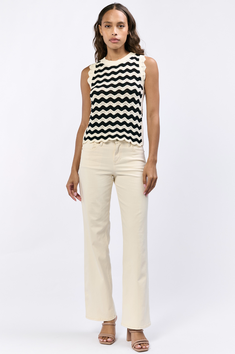 Scallop Stripe Crochet Tank