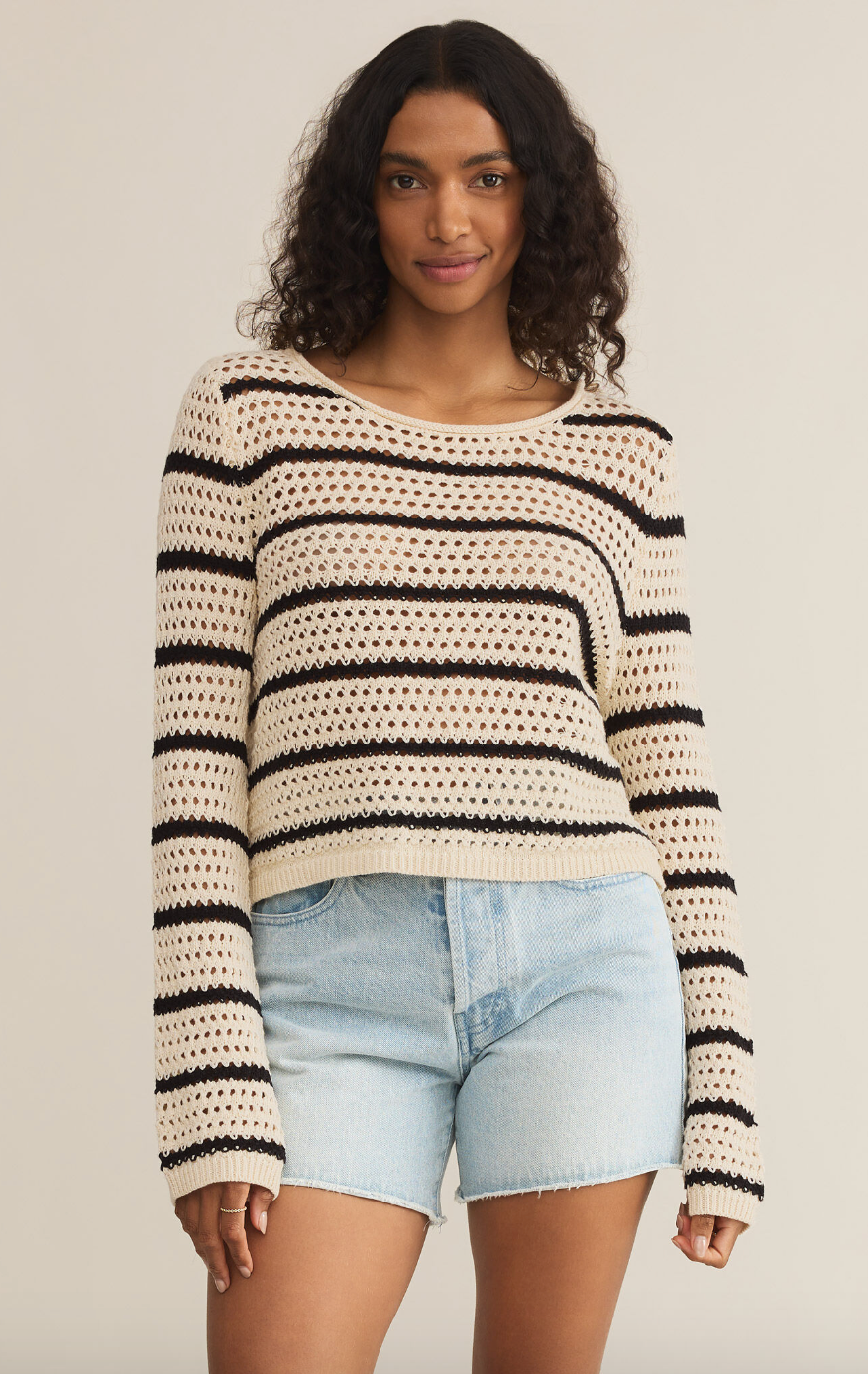 Kit Stripe Crochet Sweater