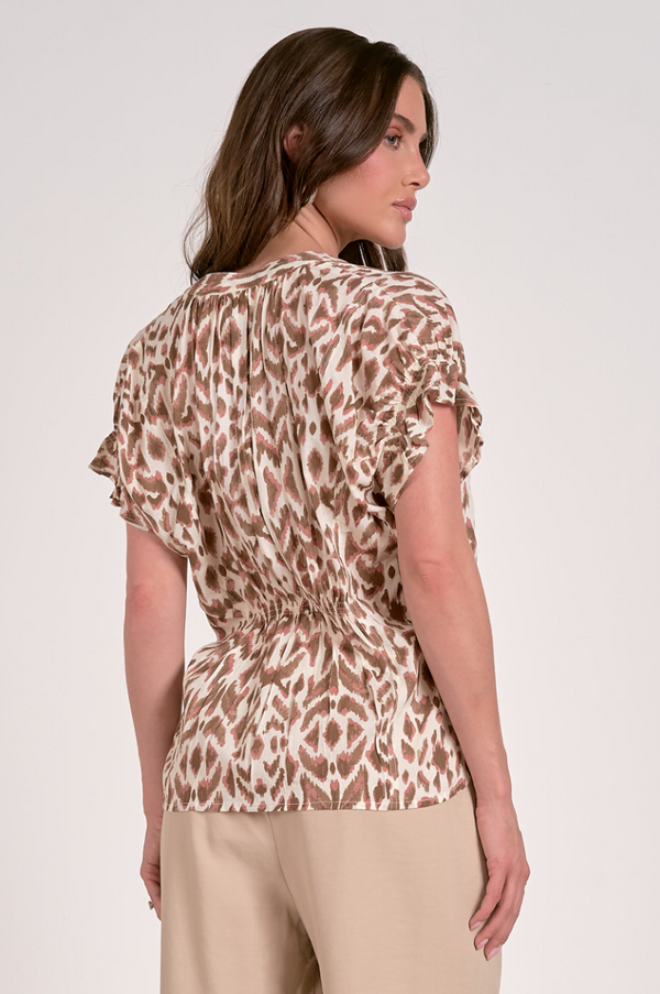 Leo Abstract Cinch Back Blouse