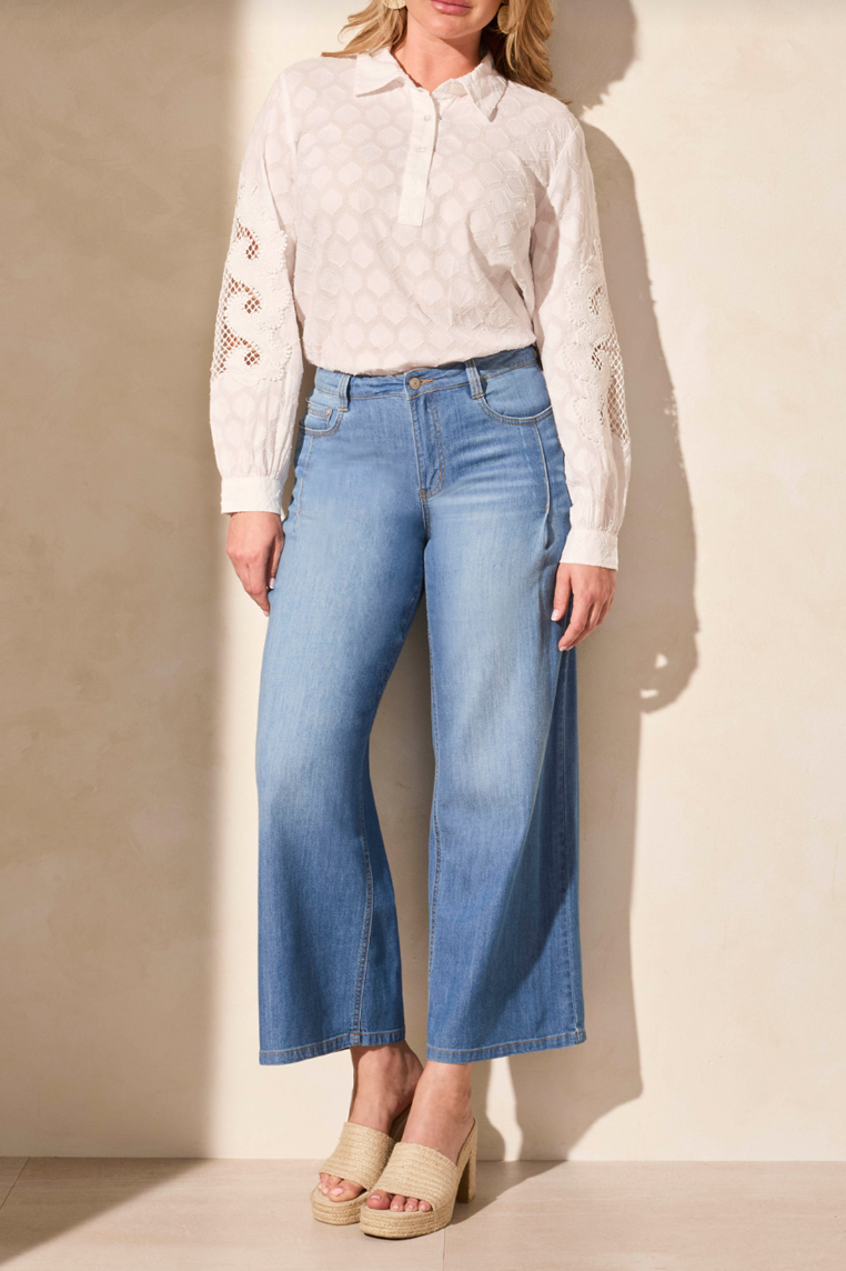 Audrey Pleated Wide Leg Jean